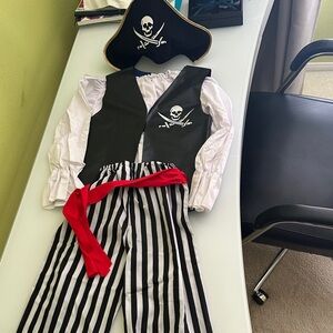 Pirate Costume for Kids - Black and White Stripes with Red Sash